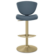 Taburete Cuero Auténtico Dorado - Pearl Azul