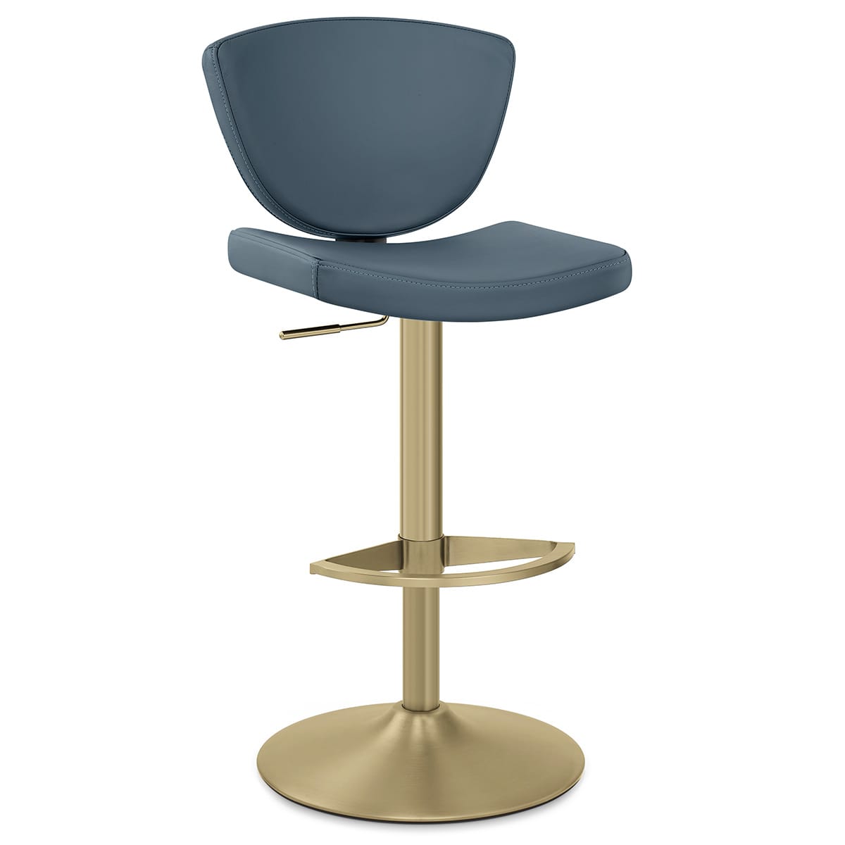 Taburete Cuero Auténtico Dorado - Pearl Azul