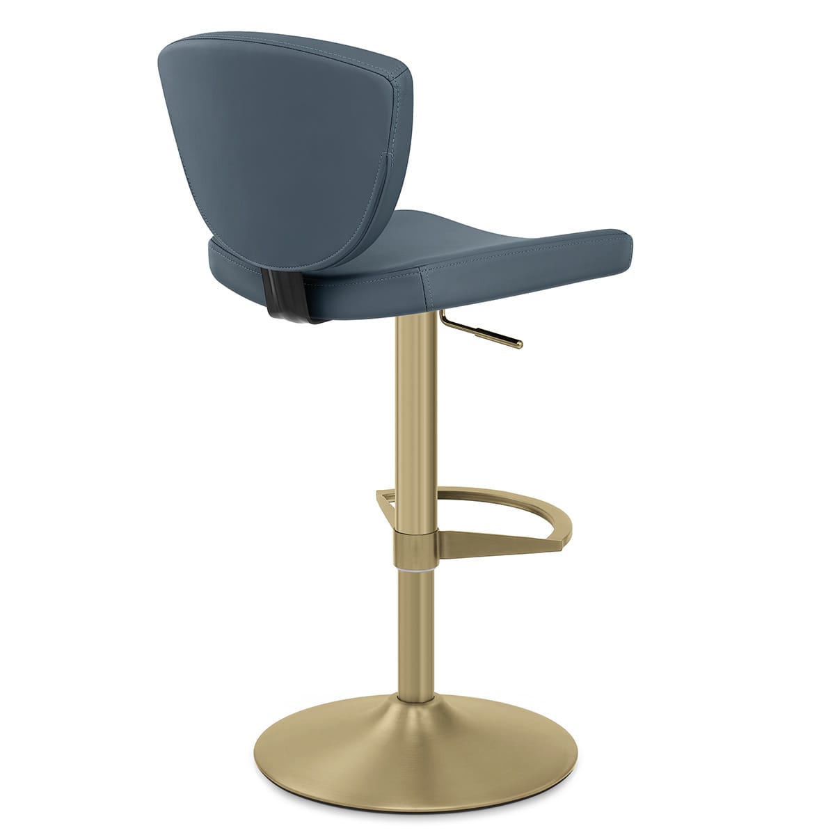 Taburete Cuero Auténtico Dorado - Pearl Azul