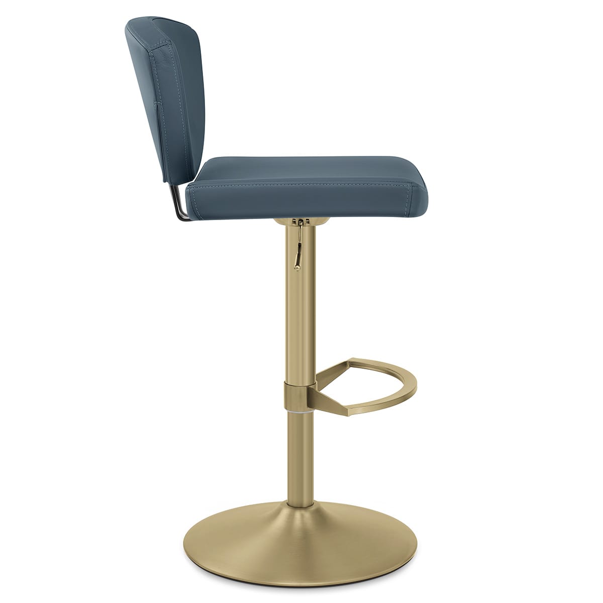 Taburete Cuero Auténtico Dorado - Pearl Azul