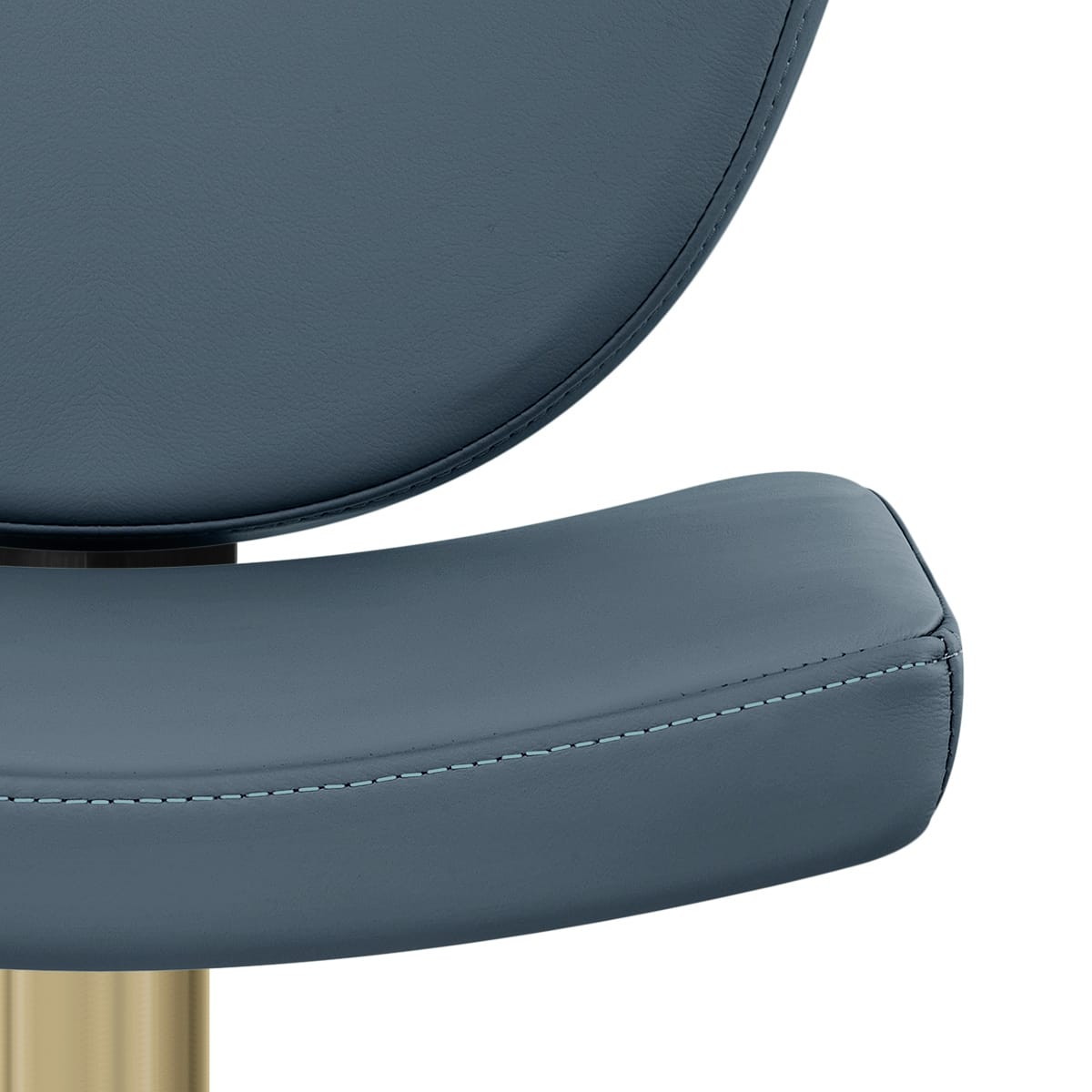Taburete Cuero Auténtico Dorado - Pearl Azul