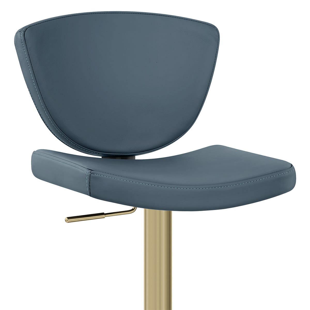 Taburete Cuero Auténtico Dorado - Pearl Azul