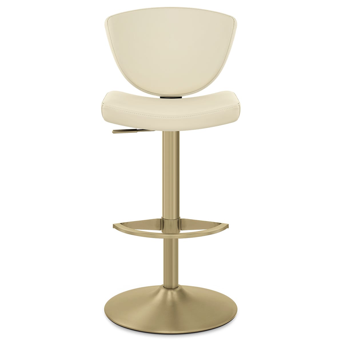 Taburete Cuero Auténtico Dorado - Pearl Crema