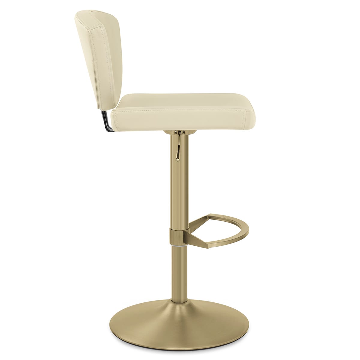 Taburete Cuero Auténtico Dorado - Pearl Crema