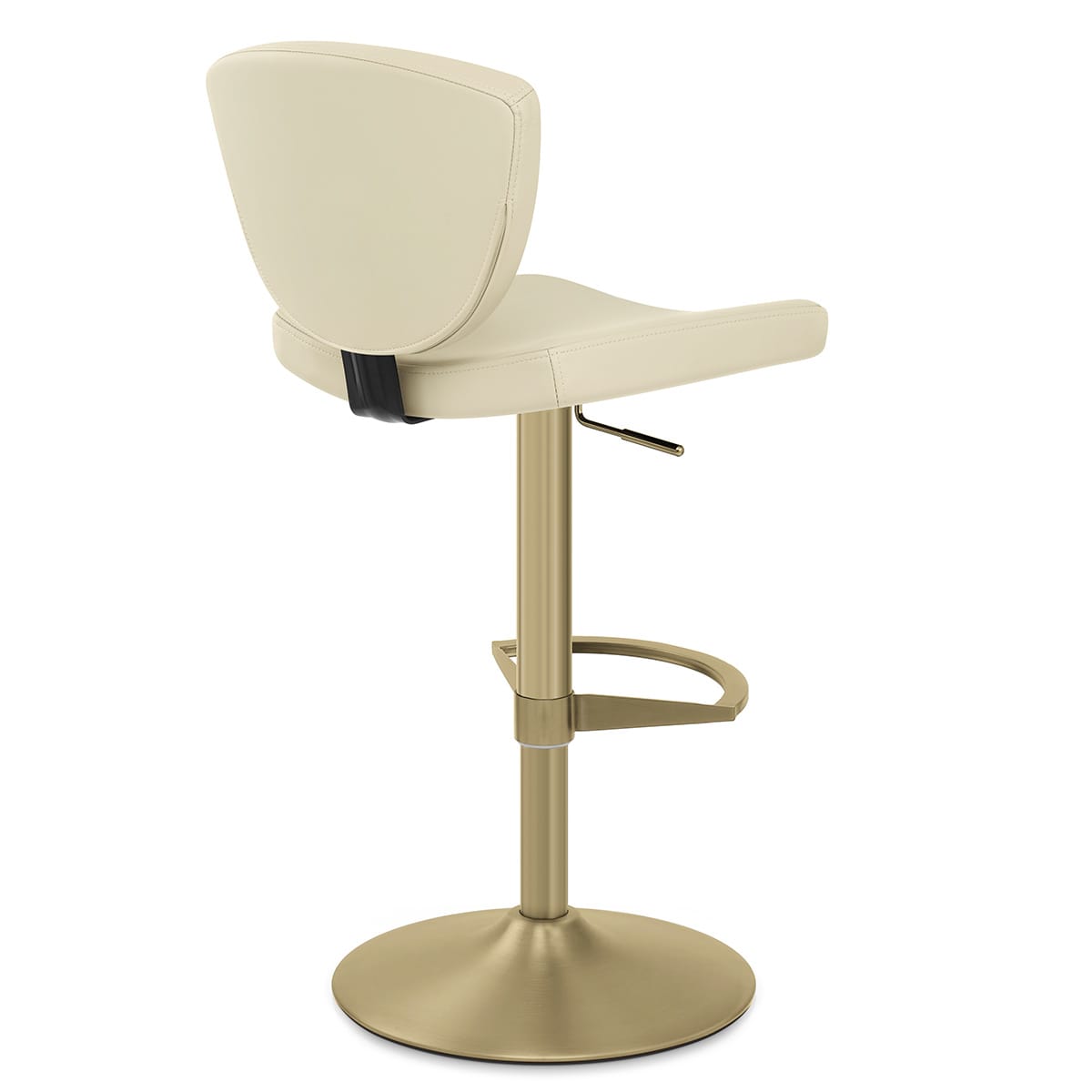 Taburete Cuero Auténtico Dorado - Pearl Crema