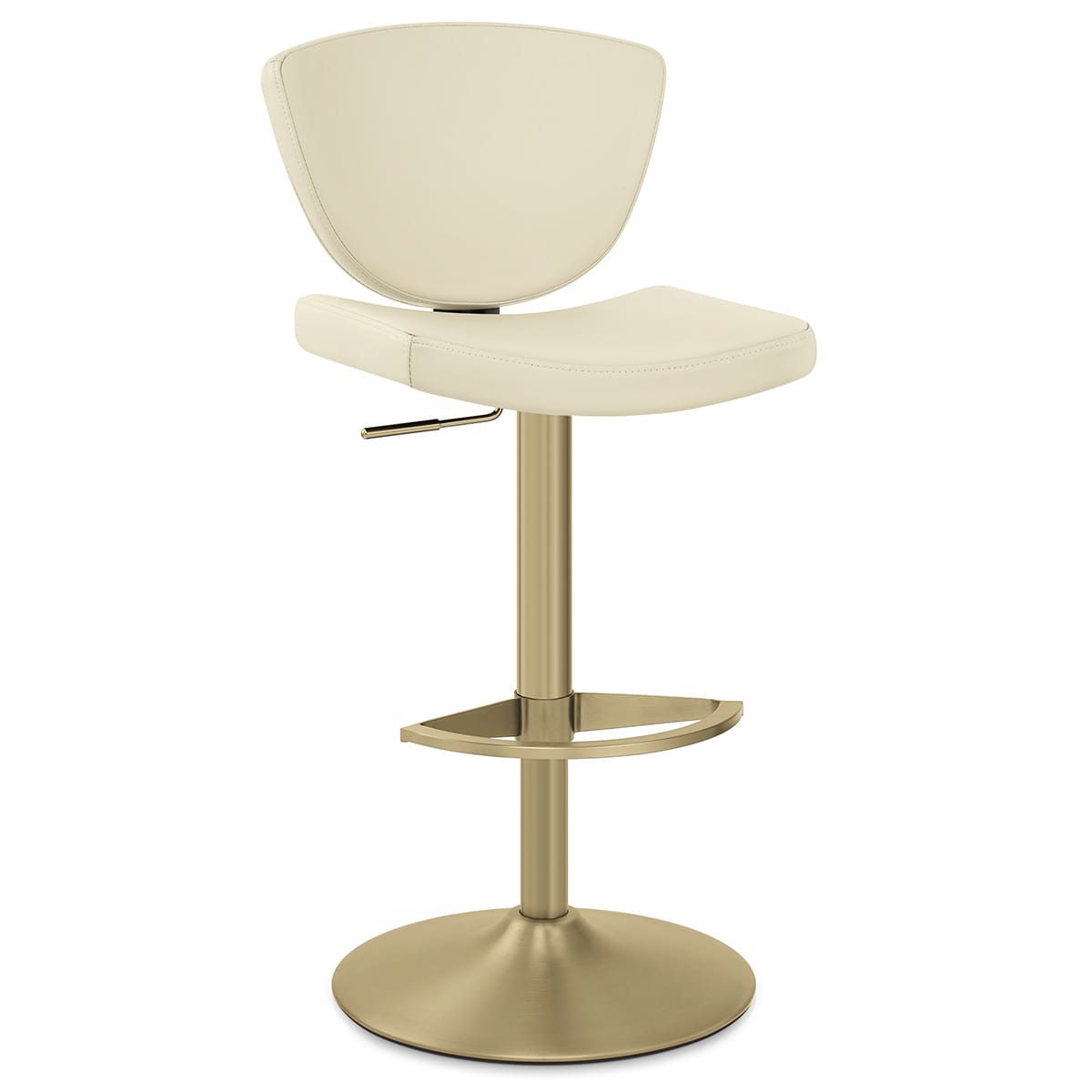 Taburete Cuero Auténtico Dorado - Pearl Crema