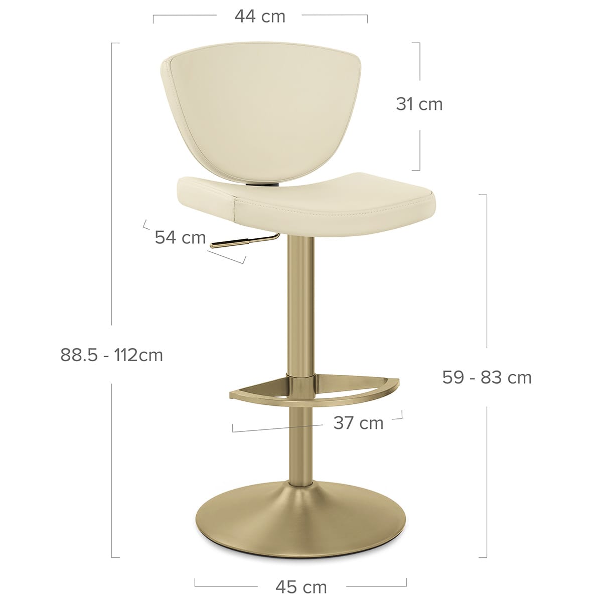 Taburete Cuero Auténtico Dorado - Pearl Crema