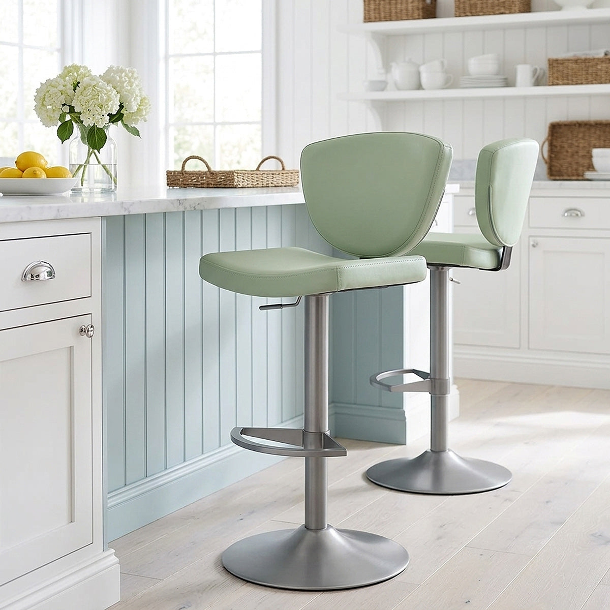 Taburete Cuero Auténtico - Pearl Verde