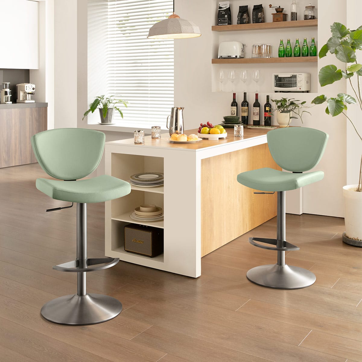 Taburete Cuero Auténtico - Pearl Verde