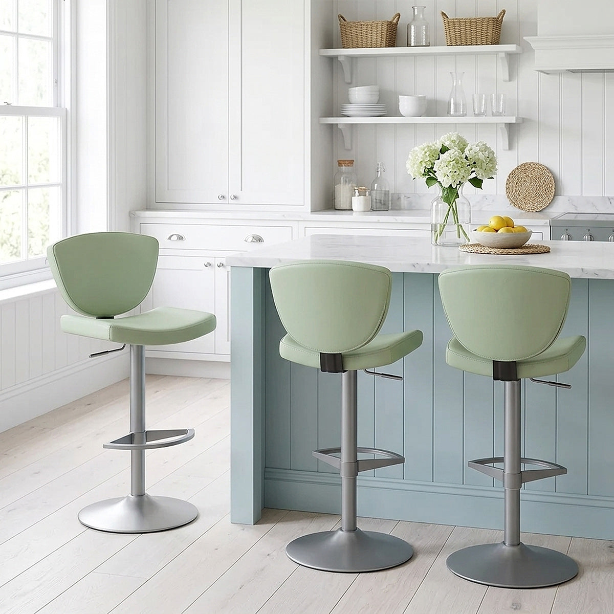 Taburete Cuero Auténtico - Pearl Verde