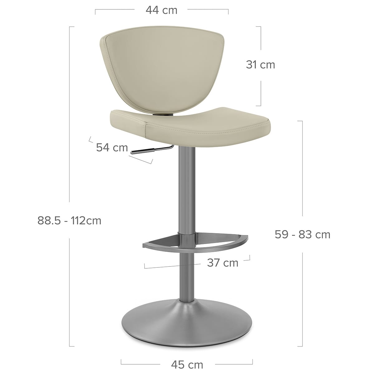 Taburete Cuero Auténtico - Pearl Gris Pardo
