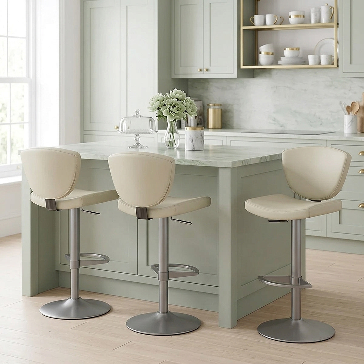 Taburete Cuero Auténtico - Pearl Gris Pardo