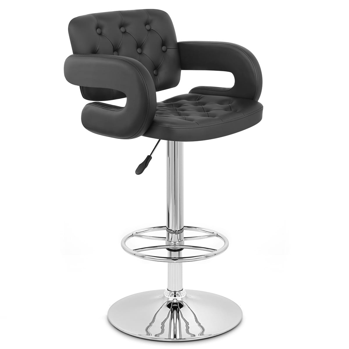 Taburete Polipiel Cromo - Polaris Negro