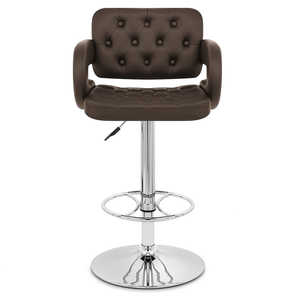 Taburete Polipiel Cromo - Polaris Marrón