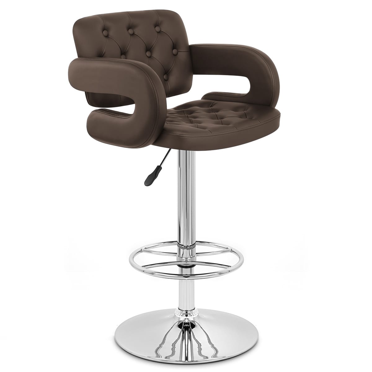 Taburete Polipiel Cromo - Polaris Marrón