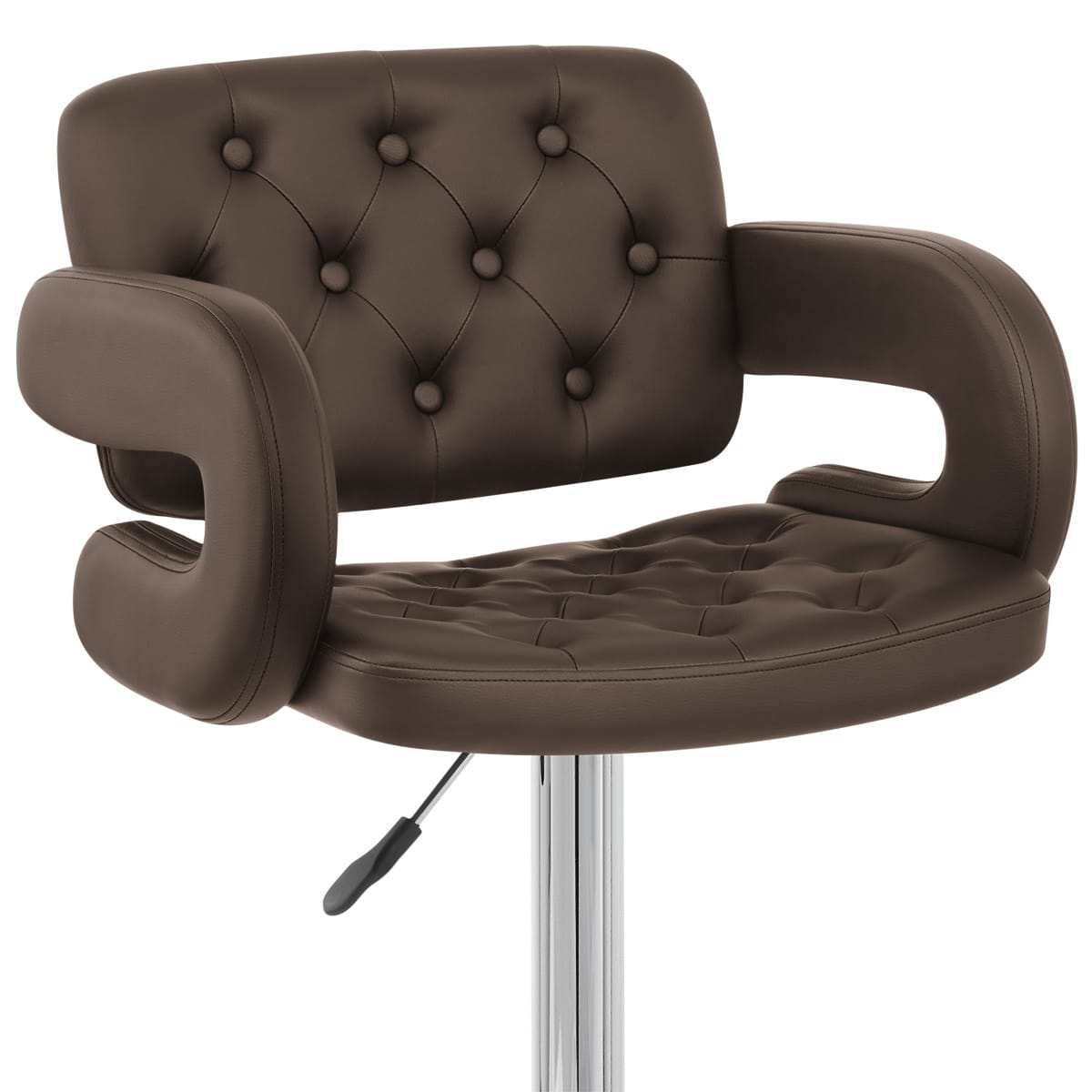 Taburete Polipiel Cromo - Polaris Marrón