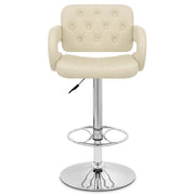 Taburete Polipiel Cromo - Polaris Crema