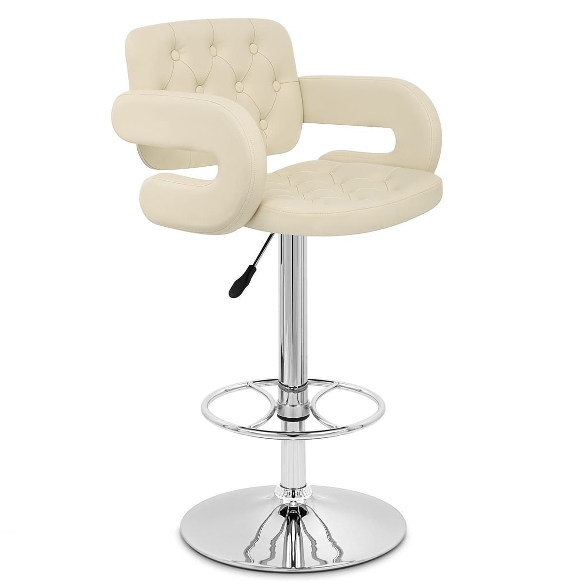 Taburete Polipiel Cromo - Polaris Crema