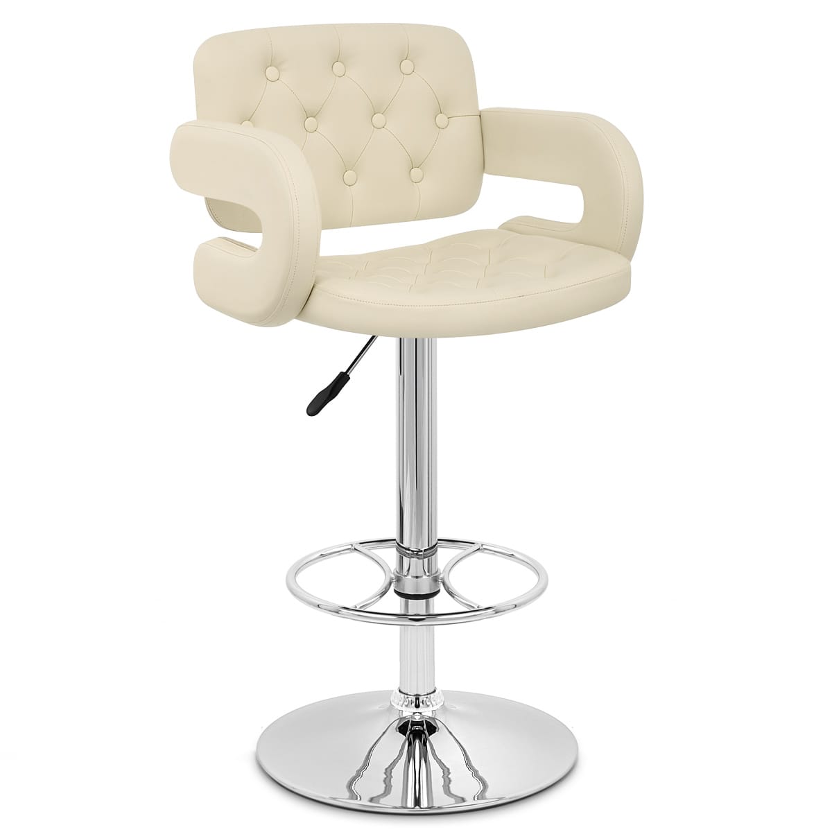 Taburete Polipiel Cromo - Polaris Crema
