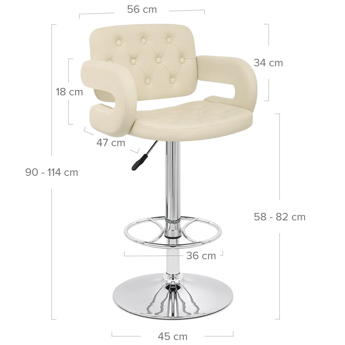 Taburete Polipiel Cromo - Polaris Crema