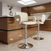 Taburete Polipiel Cromo - Polaris Crema