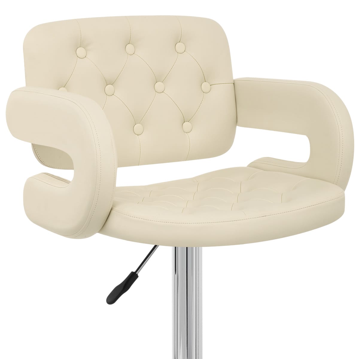 Taburete Polipiel Cromo - Polaris Crema
