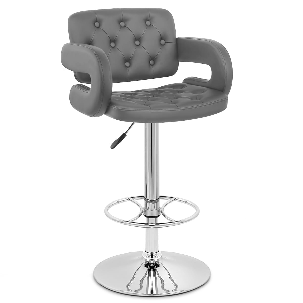Taburete Polipiel Cromo - Polaris Gris