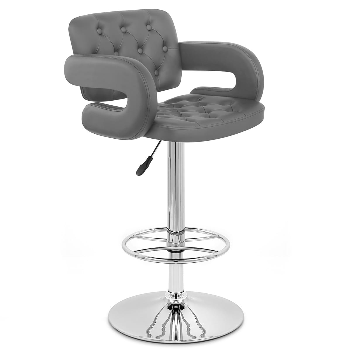 Taburete Polipiel Cromo - Polaris Gris