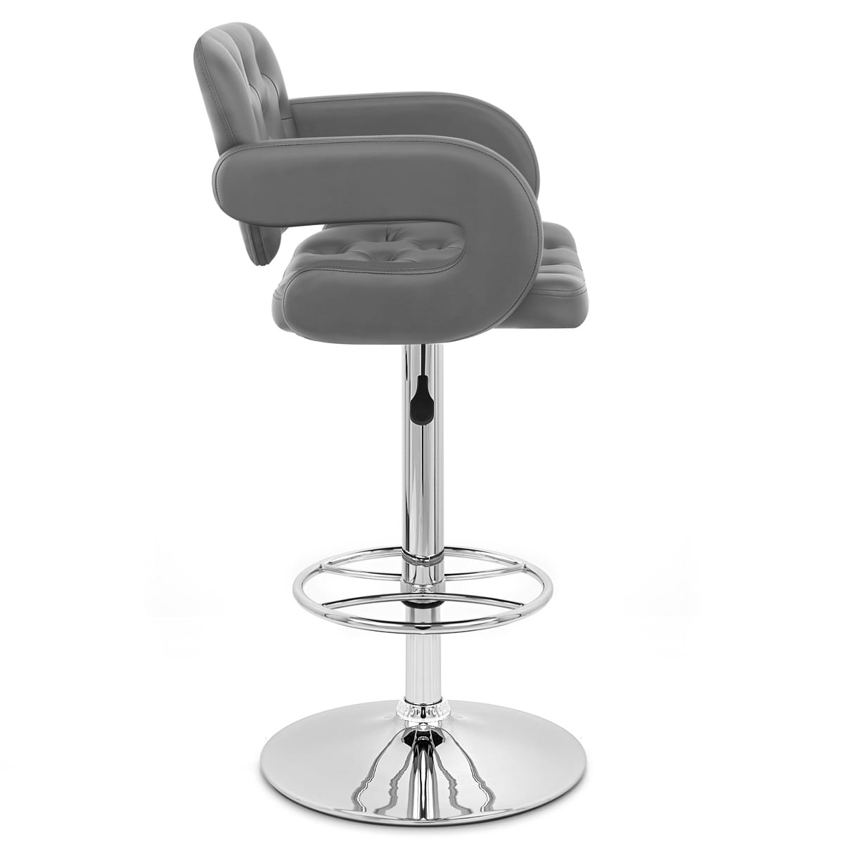 Taburete Polipiel Cromo - Polaris Gris