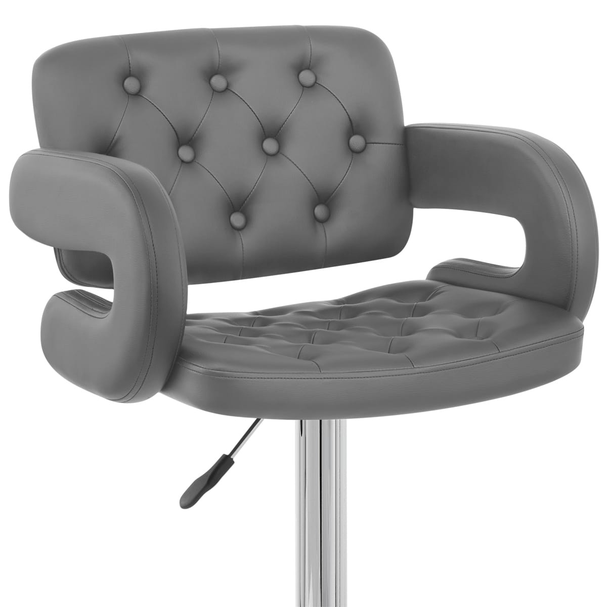 Taburete Polipiel Cromo - Polaris Gris