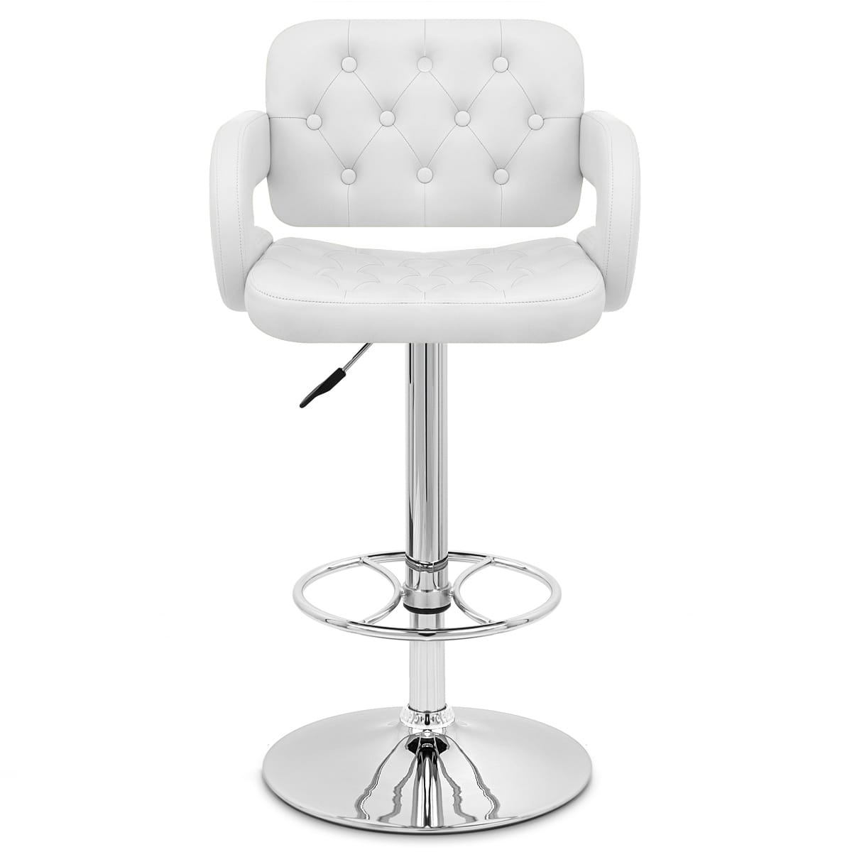 Taburete Polipiel Cromo - Polaris Blanco