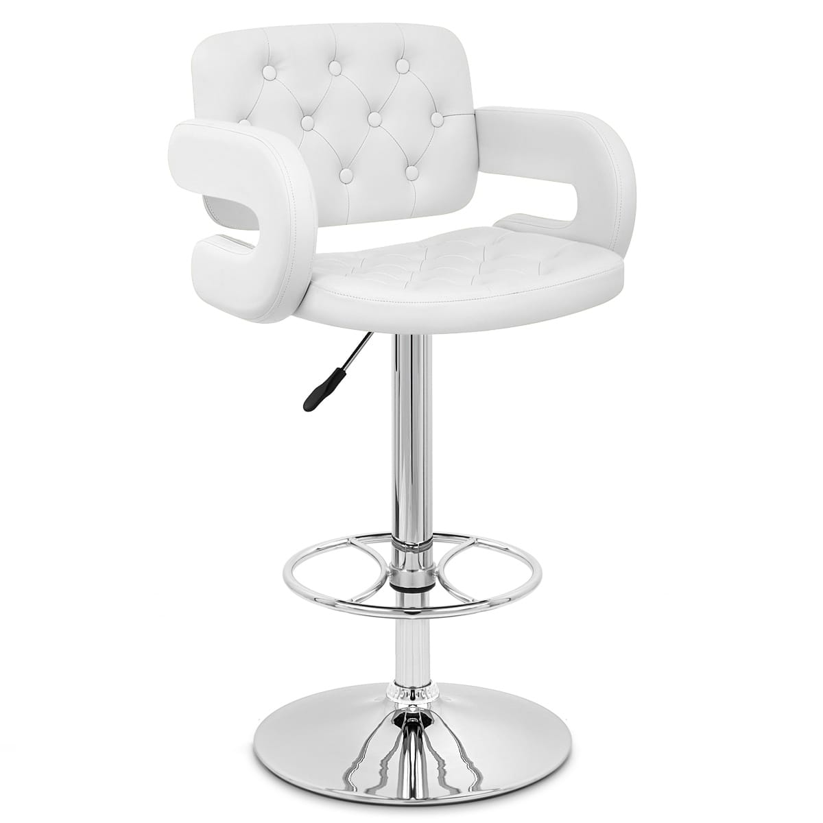 Taburete Polipiel Cromo - Polaris Blanco
