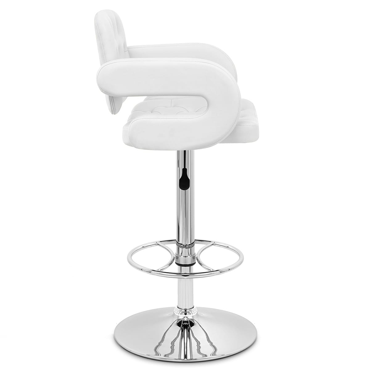 Taburete Polipiel Cromo - Polaris Blanco