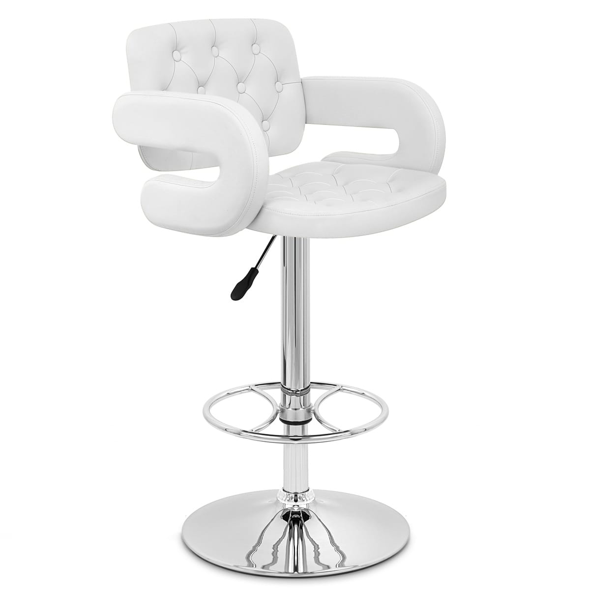 Taburete Polipiel Cromo - Polaris Blanco
