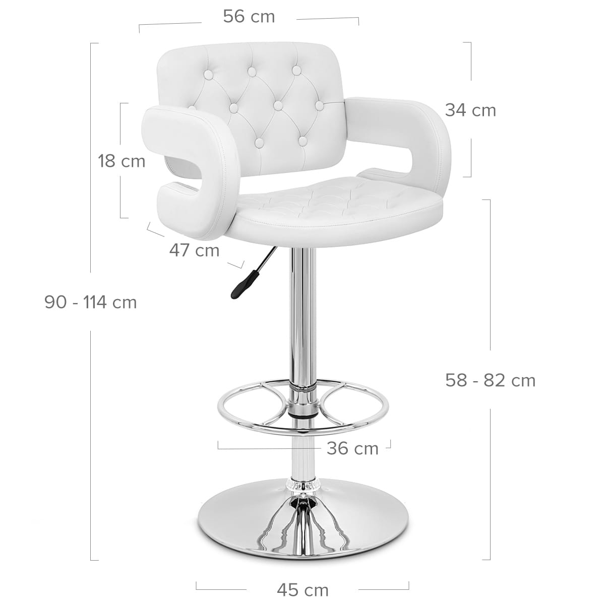Taburete Polipiel Cromo - Polaris Blanco