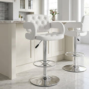 Taburete Polipiel Cromo - Polaris Blanco