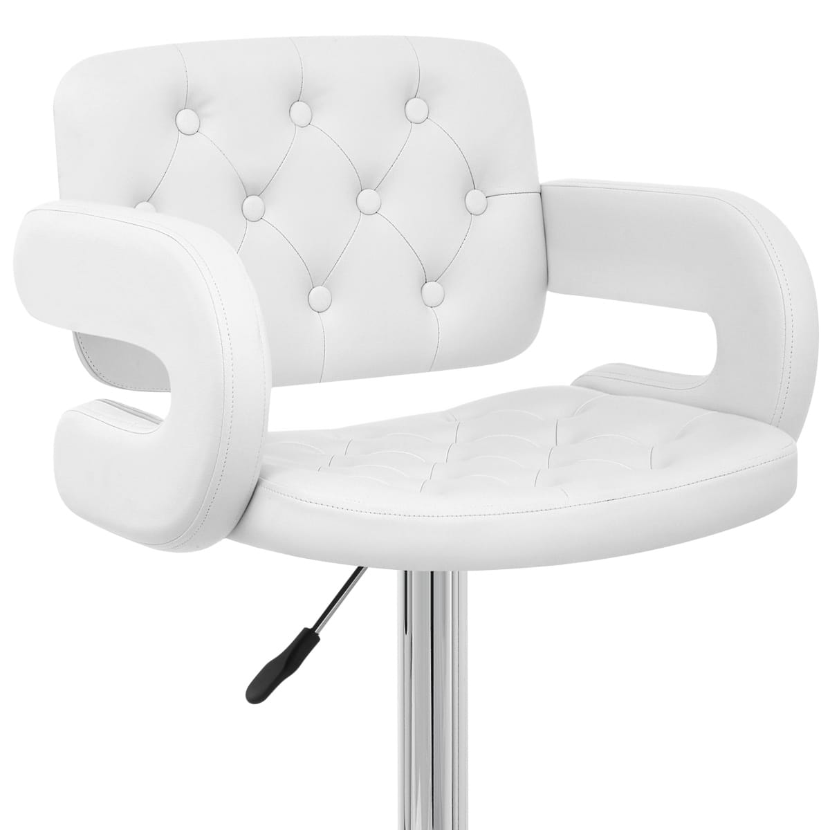 Taburete Polipiel Cromo - Polaris Blanco