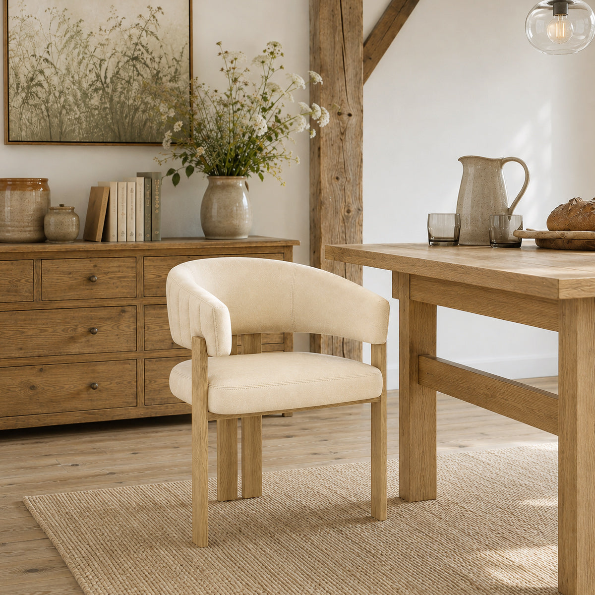 Silla Polipiel Metal - Polo Crema