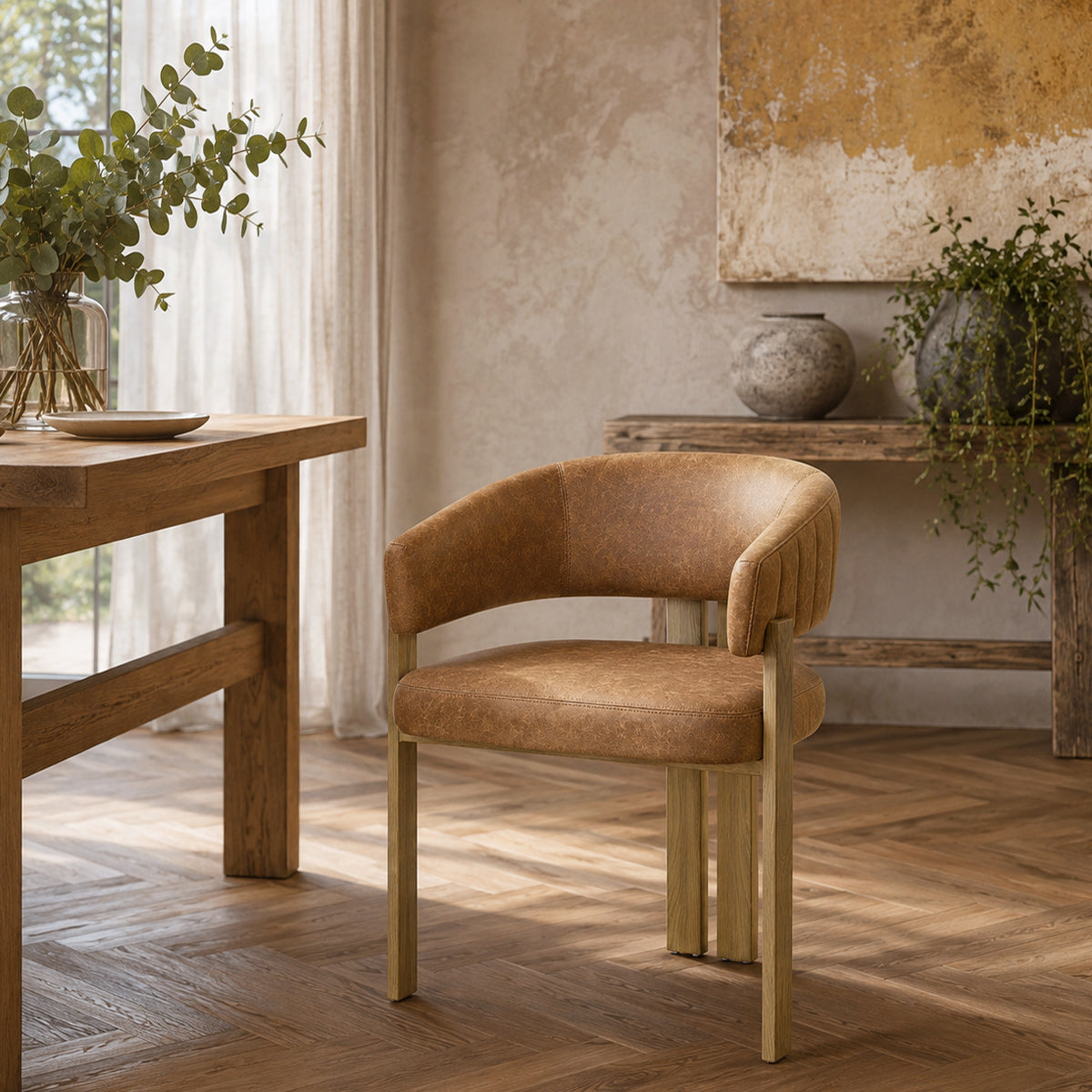 Silla Polipiel Metal - Polo Marrón