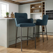 Taburete Tela Metal - Porter Azul