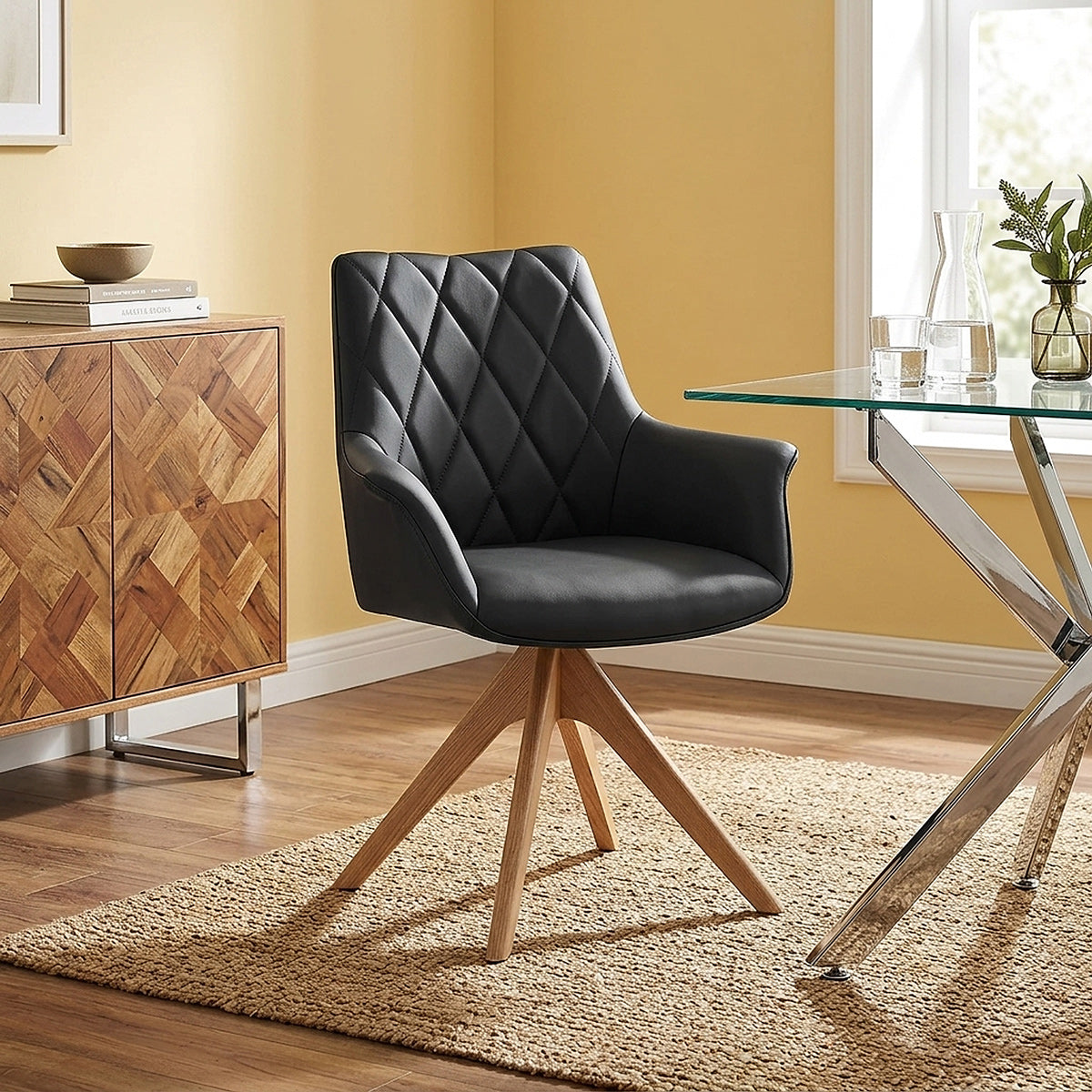 Silla Cuero Auténtico Roble - Portobello Negro