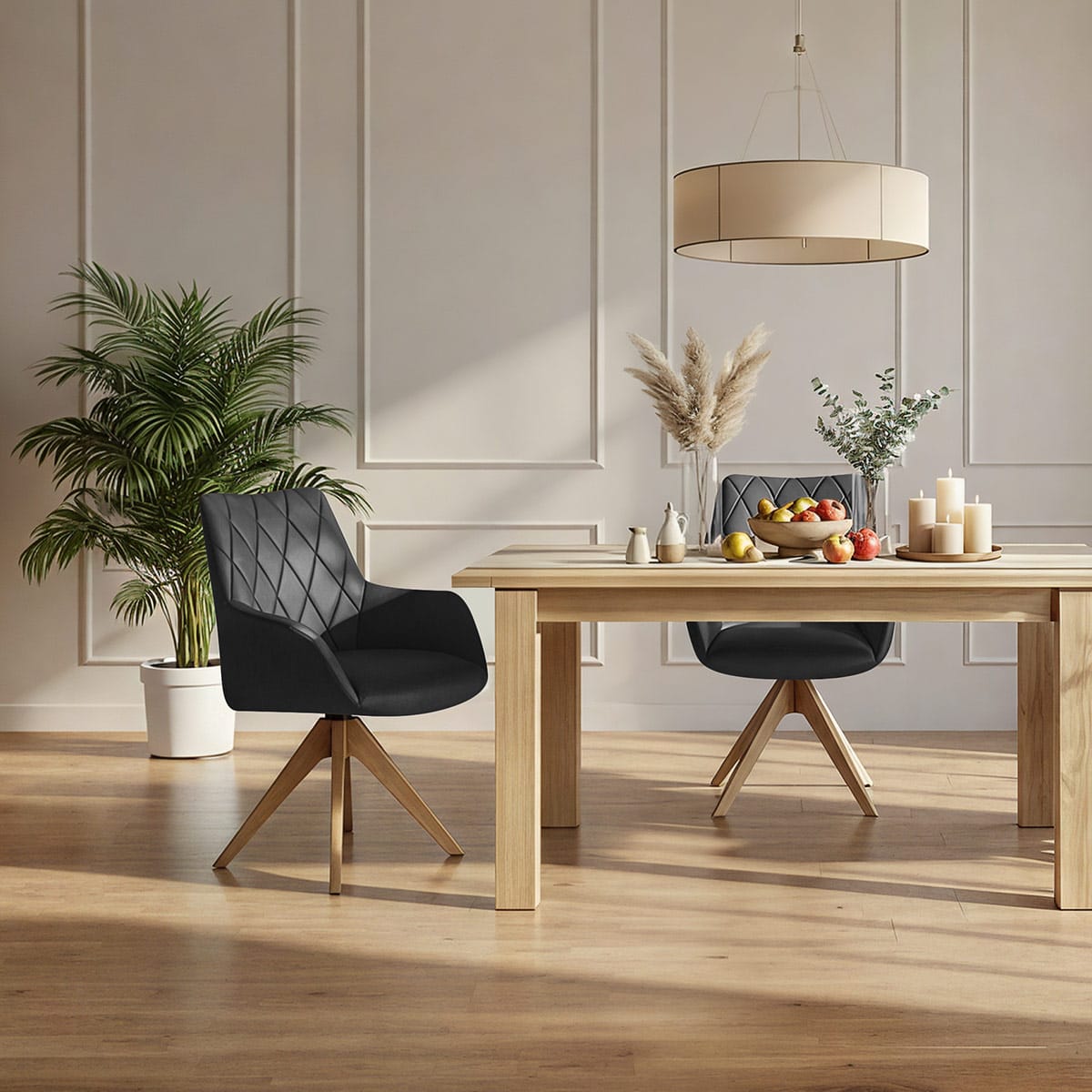 Silla Cuero Auténtico Roble - Portobello Negro