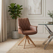 Silla Cuero Auténtico Roble - Portobello Marrón