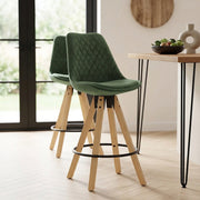 Taburete Terciopelo Madera - Prism Verde