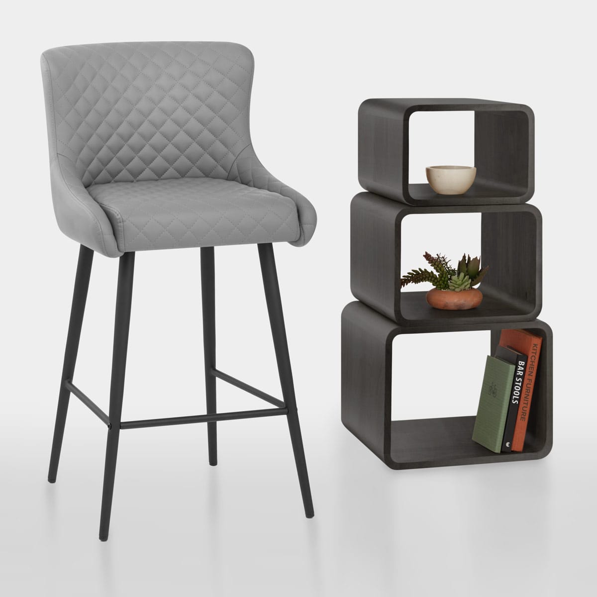 Taburete Polipiel Metal - Provence Gris