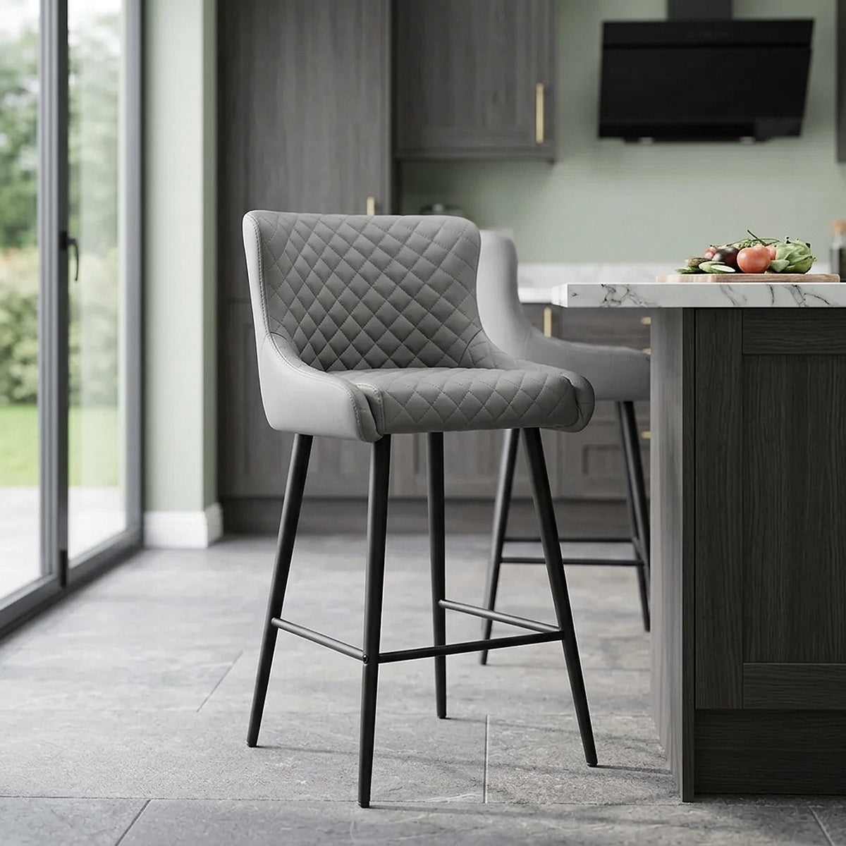 Taburete Polipiel Metal - Provence Gris