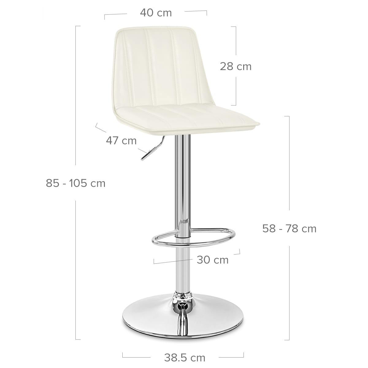 Taburete Polipiel Cromo - Pulse Crema