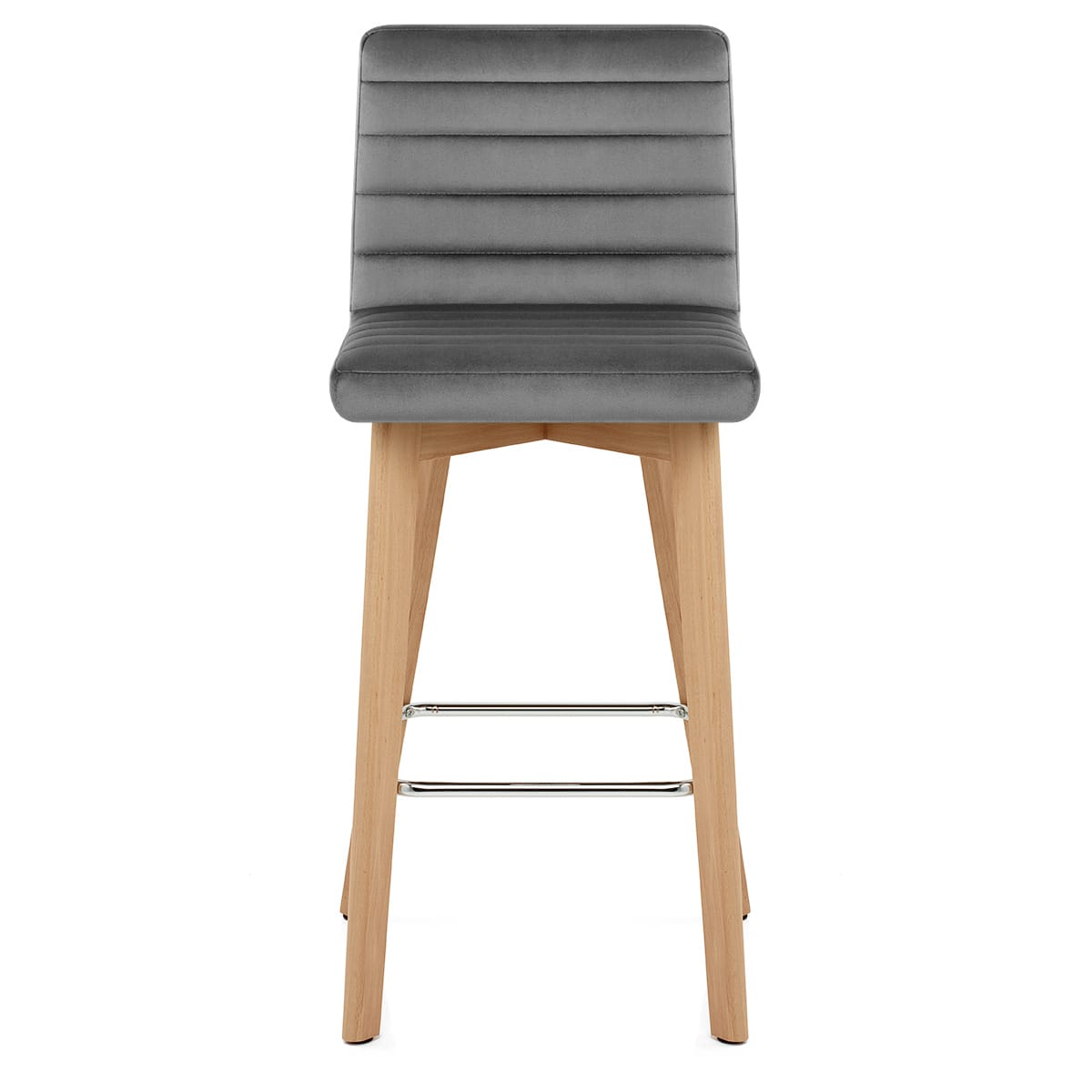 Taburete Terciopelo Madera - Pure Gris