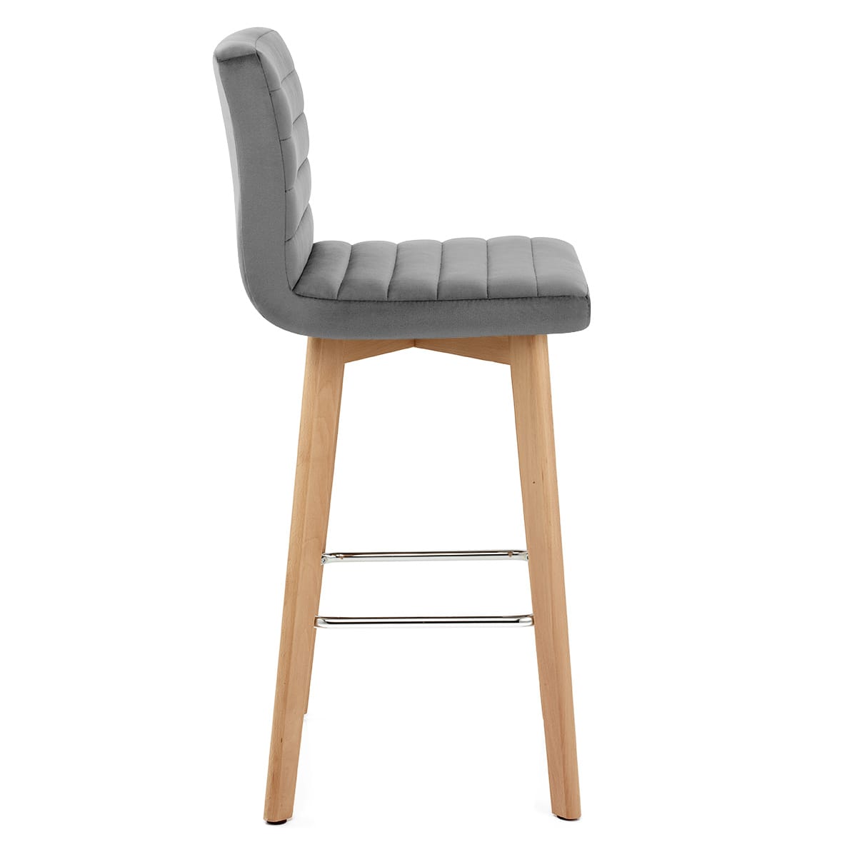Taburete Terciopelo Madera - Pure Gris