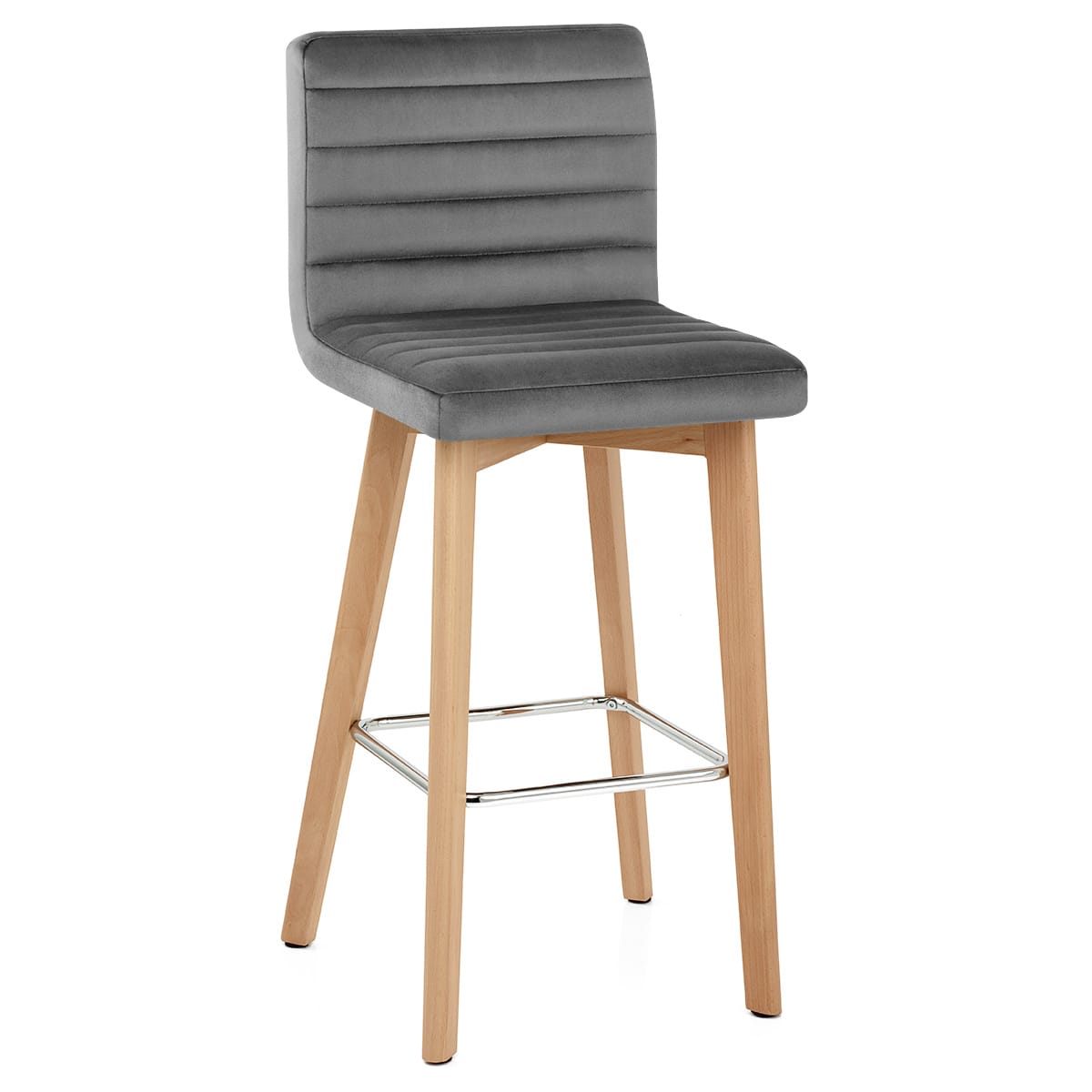 Taburete Terciopelo Madera - Pure Gris